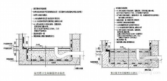 2015年建筑工程住宅设计管理要求与标准（编制详细）-卫生间沉箱做法图 