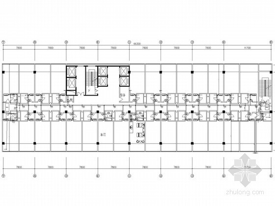 [广东]综合高层商务酒店暖通空调制冷系统设计施工图（含供热部分设计）-十八层水管平面图 