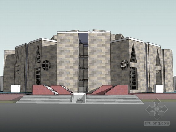孟加拉国达卡议会厅资料下载-孟加拉国达卡国民议会厅sketchup模型