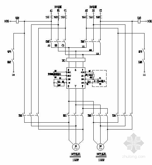 某化工厂电气设计图资料下载-某化工厂空压机变频节电控制原理图