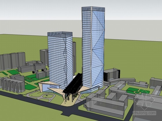 下载sketchup模型资料下载-现代高层建筑SketchUp模型下载