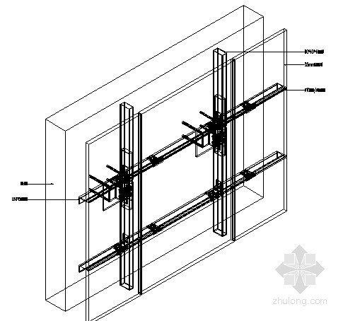 钢架干挂大理石节点资料下载-花岗岩石材干挂3D节点图