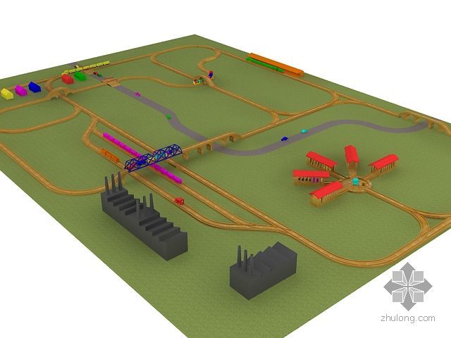 玩具火车3d模型资料下载-儿童玩具-木质火车轨道