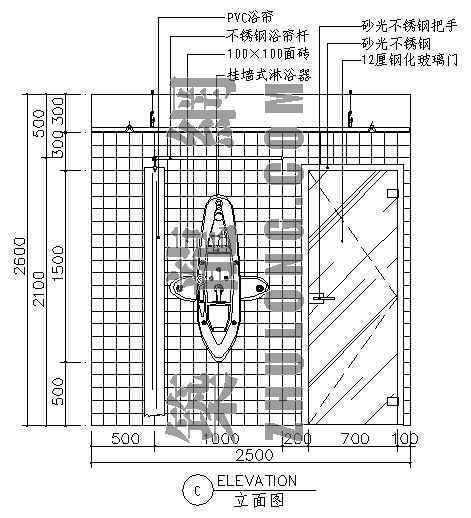 cad室内卫生间立面图块资料下载-卫生间立面12