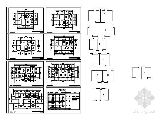 100平米户型图资料下载-七种常用中型户型图