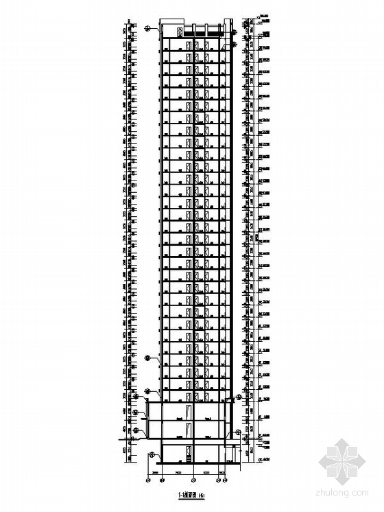 [辽宁]高层涂料外墙塔式住宅建筑施工图（含多套方案）-高层涂料外墙塔式住宅建筑剖面图