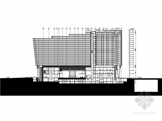 [江苏]21层星级酒店建筑施工图（480张 知名建筑设计）-酒店剖面图 