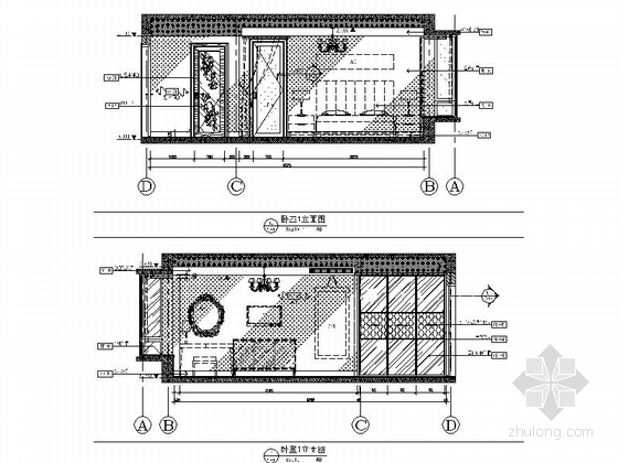 [武汉]主题公园生态区时尚现代三居室装修施工图（含效果实景图及手绘图）卧室立面图