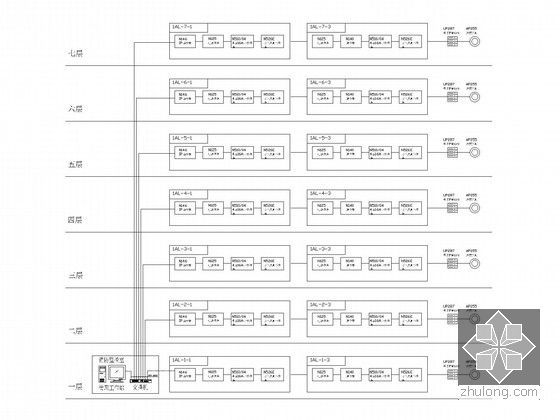 [北京]知名集团总部大楼全套电气图纸(全套楼宇控制 知名院)-智能照明系统拓扑图