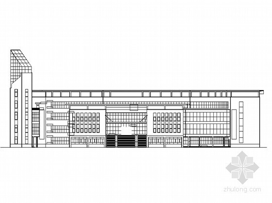 九年义务制学校CAD总图资料下载-某中学四层图书馆建筑方案