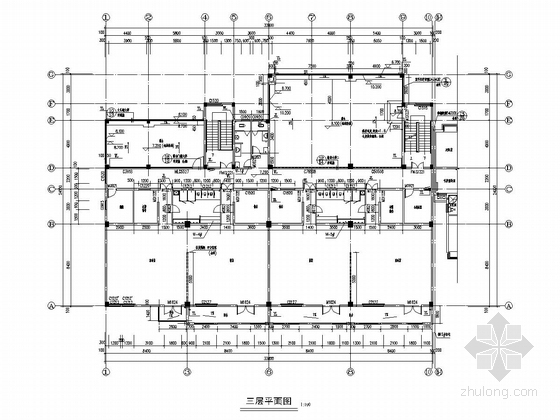 2000平四层框架结构社区幼儿园建筑结构施工图-三层平面图