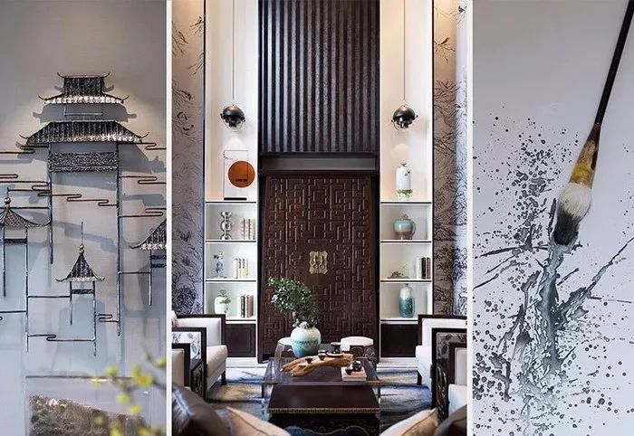 中式柜立面资料下载-琴棋书画，诗酒花茶——新中式别墅样板房设计