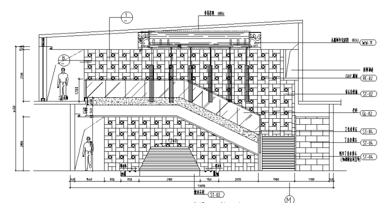 三门峡新中式大酒店室内施工图设计（含效果）-中厅剖立面