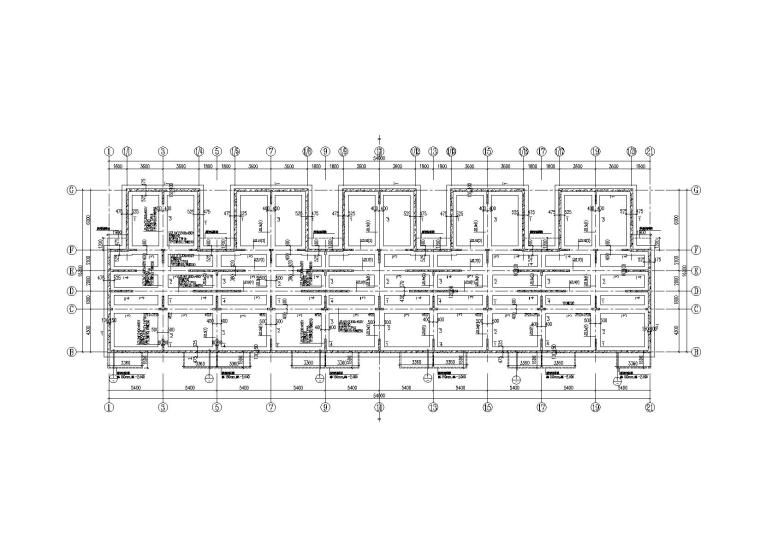 [新疆]三层剪力墙结构联排别墅全套施工图-基础平面布置图