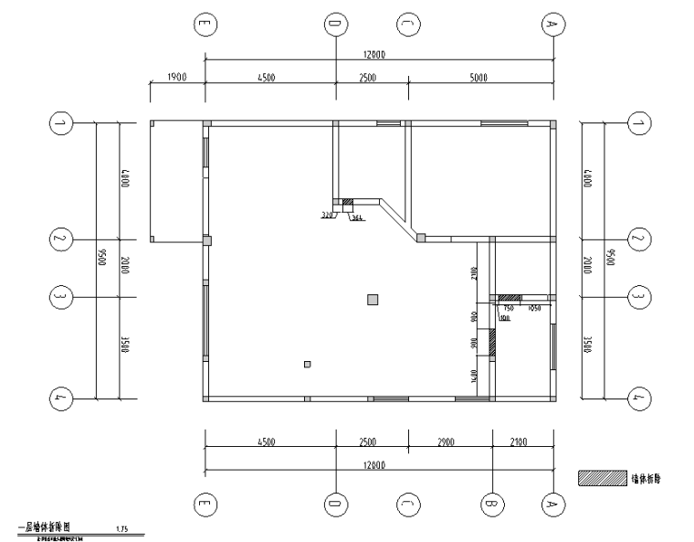 [山东]简欧风格二层别墅室内设计施工图-一层墙体拆除图