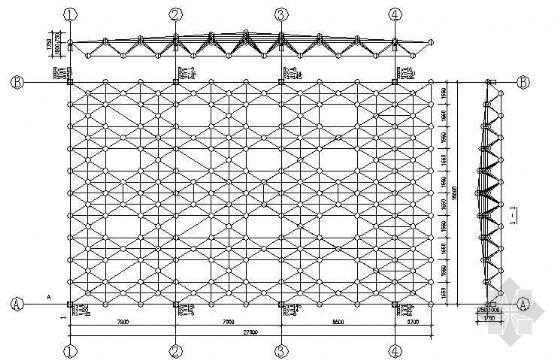 平屋面结构图画法资料下载-某玻璃屋面网架结构图纸