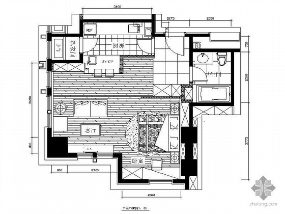 小住宅设计图资料下载-西欧风格小户型设计图