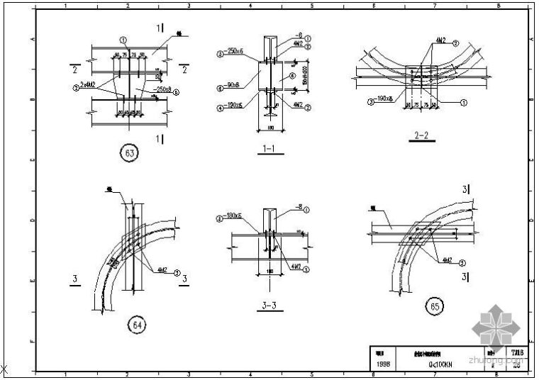 双曲箱式钢梁资料下载-某曲轨梁与钢梁联结节点构造详图