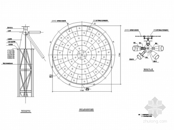 屋顶园林水电施工图资料下载-会所屋顶网架结构施工图