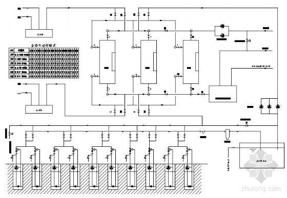 水冷热泵系统流程图资料下载-地源热泵三机流程图