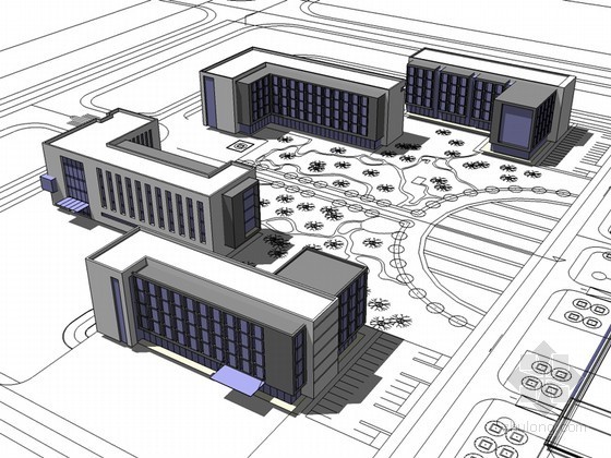 行政办公建筑投标方案资料下载-行政办公建筑SketchUp模型下载