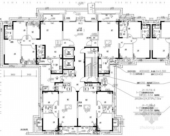 二层公寓设计资料下载-[湖南]22层公寓住宅建筑群通风系统设计施工图
