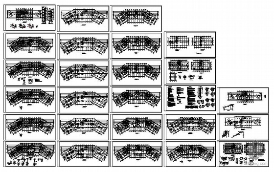 某混凝土框架办公楼结构图资料下载-某九层框架办公楼结构图