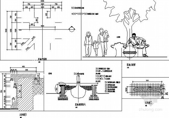 圆形树池及座凳施工大样资料下载-树池座凳施工大样