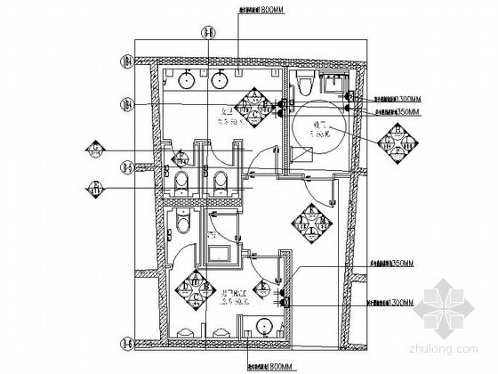 五星酒店智化设计图资料下载-现代风格公共卫生间设计图