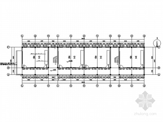 [安徽]三层现代初级中学教学楼建筑施工图-三层现代初级中学教学楼平面图 