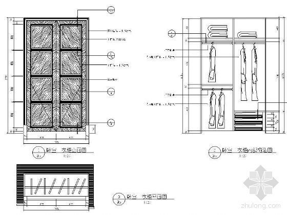 双开门CAD节点资料下载-卧室双开门衣柜详图