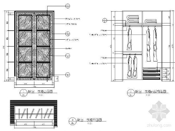 双开门节点详图资料下载-卧室双开门衣柜详图