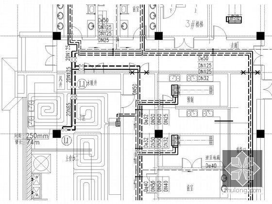 [河北]市政工程倒班楼暖通全套设计施工图纸(节点图多)-水管布置大样