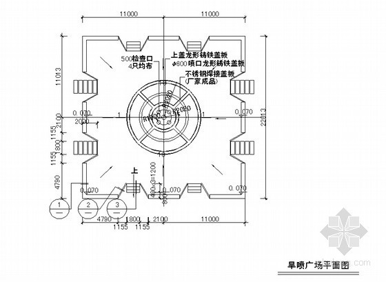 园林景观旱喷施工资料下载-小型旱喷广场施工图