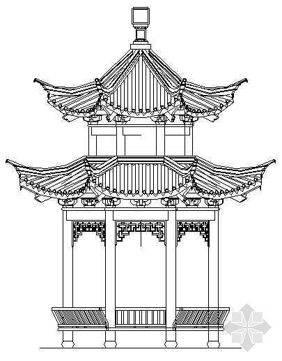 古典廊亭cad图资料下载-某连廊八角亭结构图