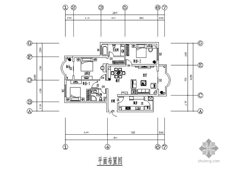 观众厅室内装修图资料下载-简单三室二厅室内装修图