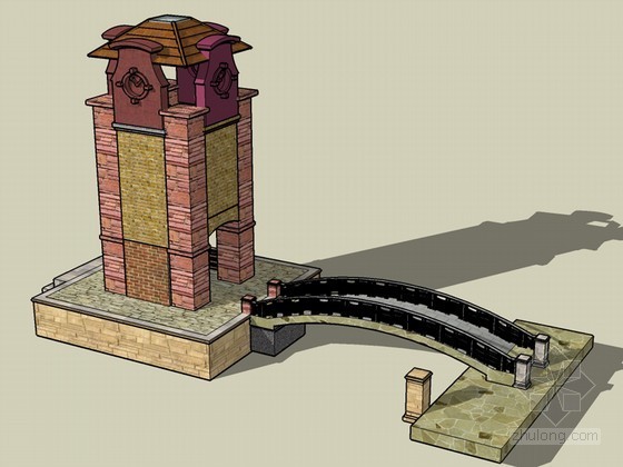 钟楼图纸资料下载-钟楼建筑SketchUp模型下载