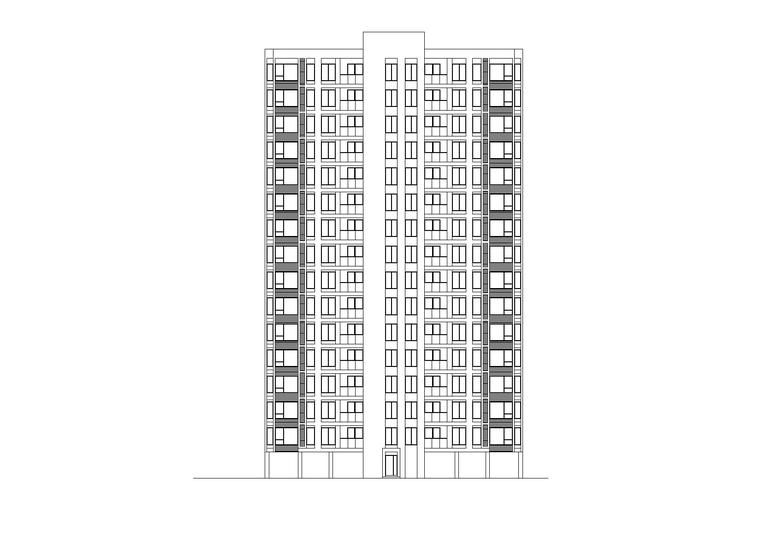 ​[上海]嘉定知名地产广场商住综合体高层住宅建筑施工图（CAD）-立面3