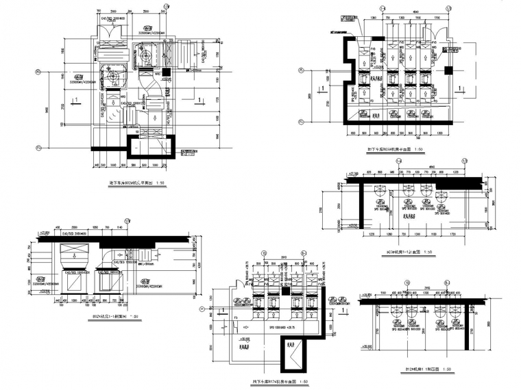 多栋高层住宅楼及商业配套公建暖通施工图设计-地下车库B12#机房详图