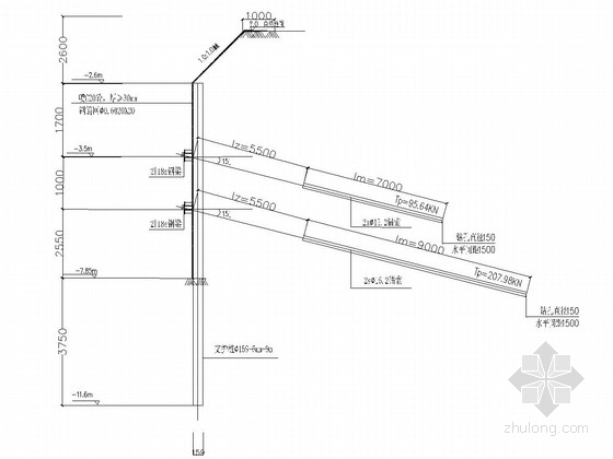 预应力桩锚索设计图资料下载-[辽宁]钢管桩锚索基坑支护方案设计图（含支护计算书）