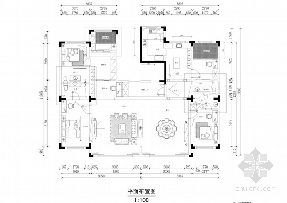 简欧客餐厅一体效果图资料下载-[四川]高档智能住宅小区三居室简欧风格CAD施工图（含效果图）