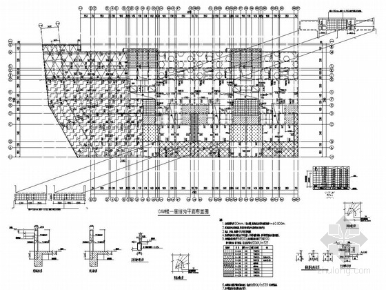 [重庆]地上七层部分框支剪力墙结构住宅楼结构施工图-C4#楼一层结构平面布置图 