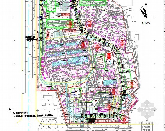 [湖南]2014年办公楼建设项目工程量清单计价实例(含全套图纸)-道路平面图 