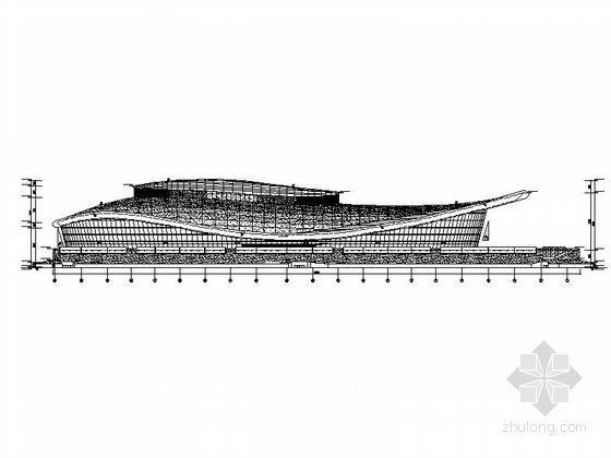 [大连]单层网架结构乙级室内田径馆建筑施工图-单层网架结构乙级室内田径馆建筑立面图