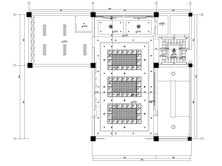 新中式酒楼室内装修全套施工图（附效果图）-一层天花图