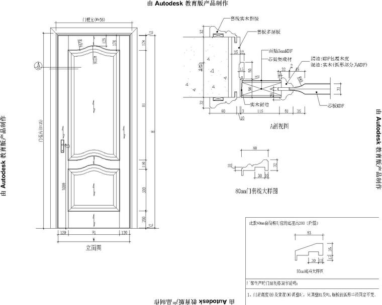 木作家具欧式构件CAD图块（门类、垭口、窗套、线条、装饰部件）-装饰门1