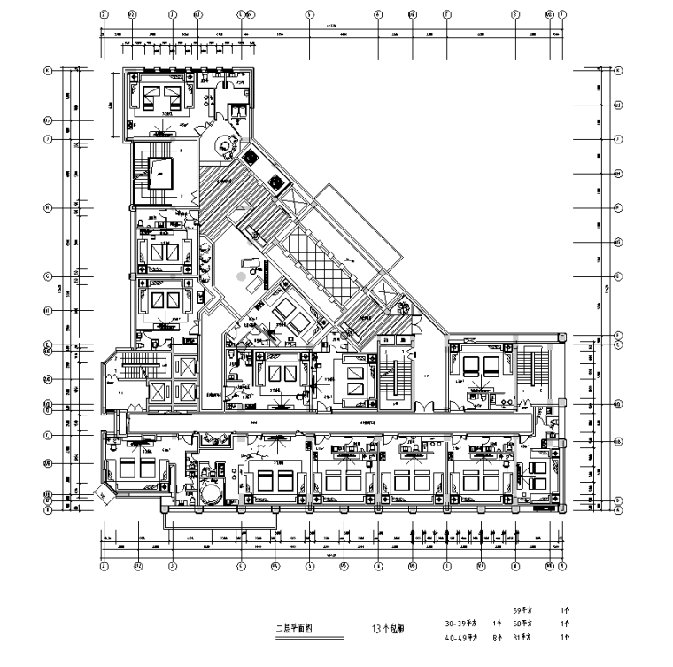 湖州俱乐部休闲中心施工图及效果图（20张）-二层平面图