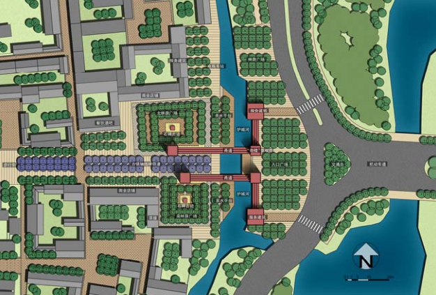 [山东]羊山古镇国际旅游度假区规划设计-入口平面图