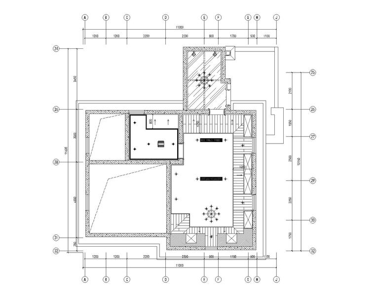 [江苏]南京大华锦绣华城香鸢美颂四居室样板房全套CAD施工图-65F天花造型定位图