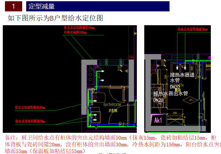 全装修引导项目样板展示（图文丰富）-B户型给水定位图